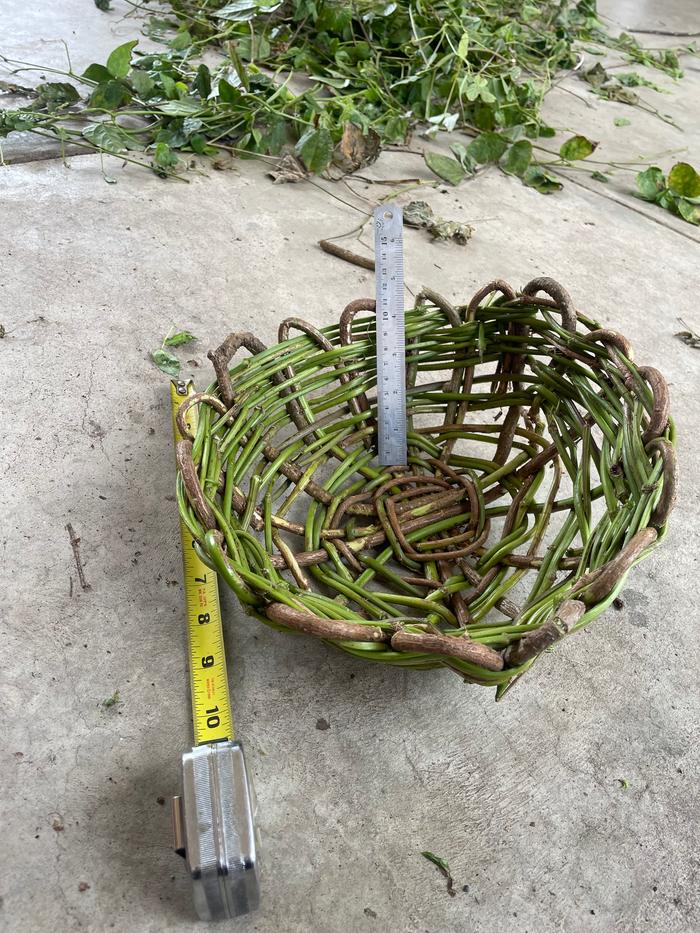 measuring a handwoven basket