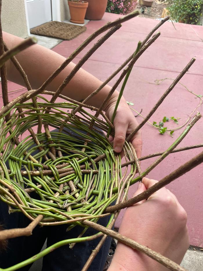 handweaving a basket