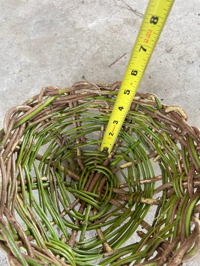 measuring a handwoven basket