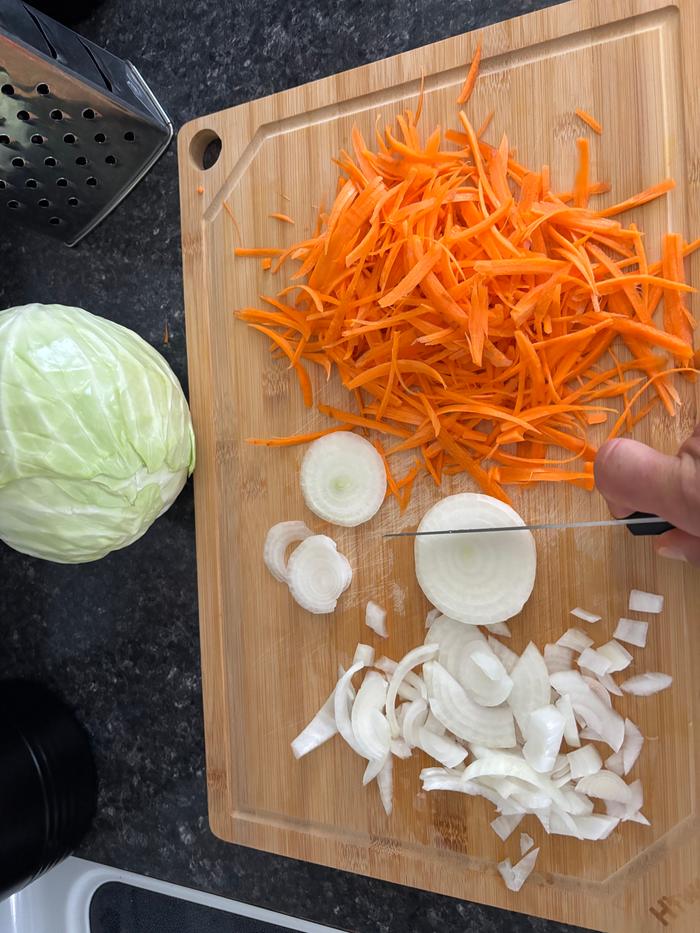 Cutting up the vegetables