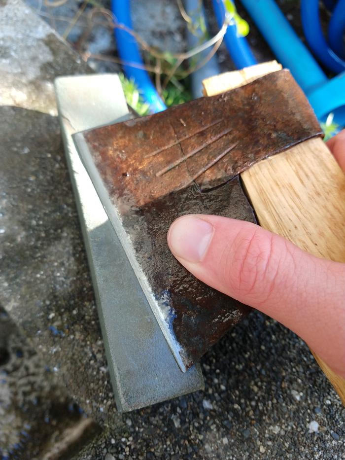 After - sideview (I couldn't get the camera to focus on the edge after sharpening, maybe because the imperfections were gone!)
