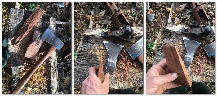 making a wedge from a big black cherry chip, byproduct of another project