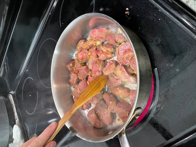 cooking the meat