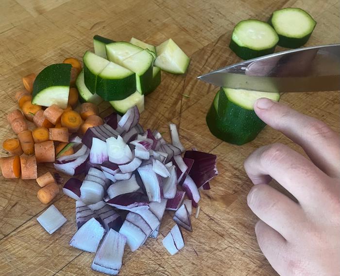 Preparing ingredients 