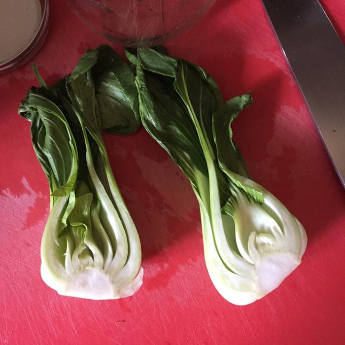 brined bok choy ready for a slathering