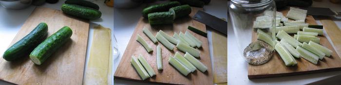 Cucumbers being prepared