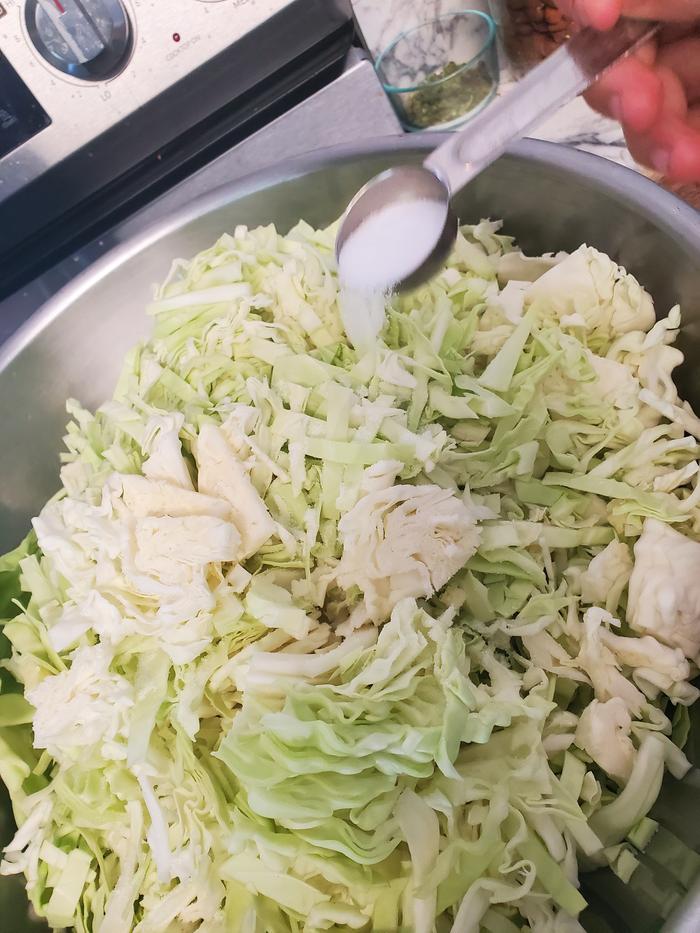 Chopped cabbage in a bowl 