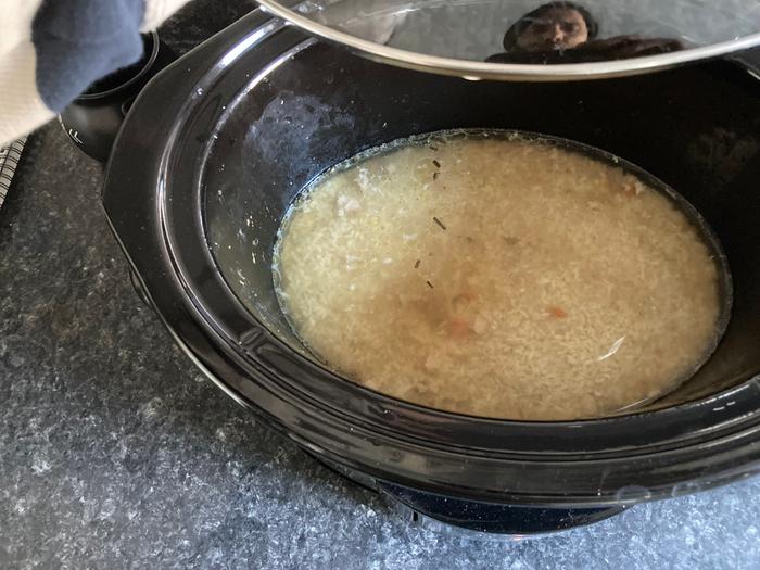 Uncooked grain in the crockpot