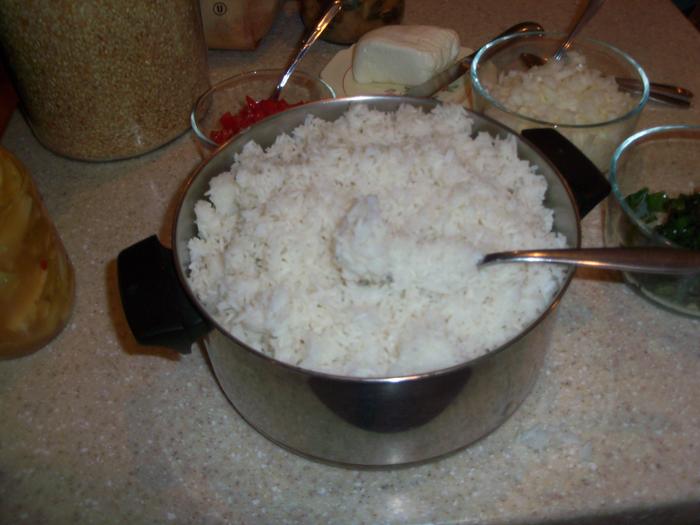 5 cups rice, 6.25 cups water makes for rice that's a bit dry but yummy