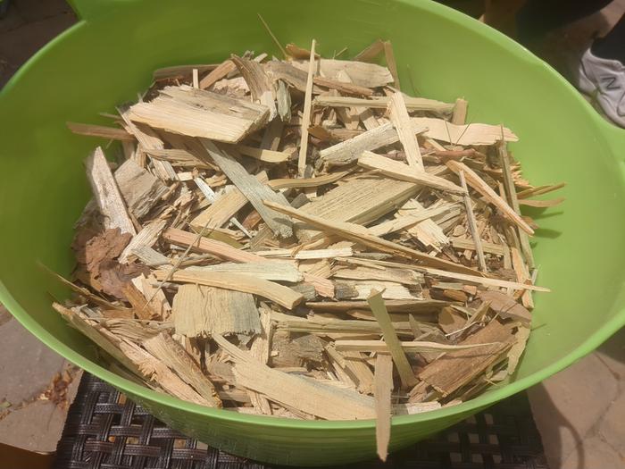 These are the scrap woodchips from splitting wood all winter.