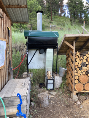 Shower Shack - Pressurized Water Line and Rocket Hot Water Heater