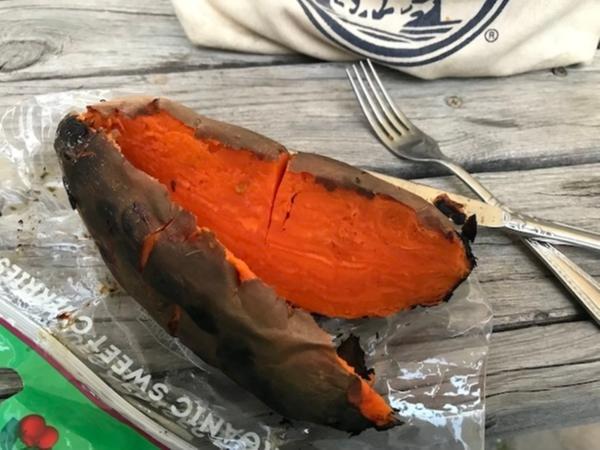 Bonus - sweet potato cooked in coals of the fire