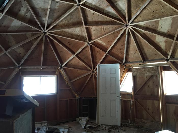 geodesic dome Front door, faces south