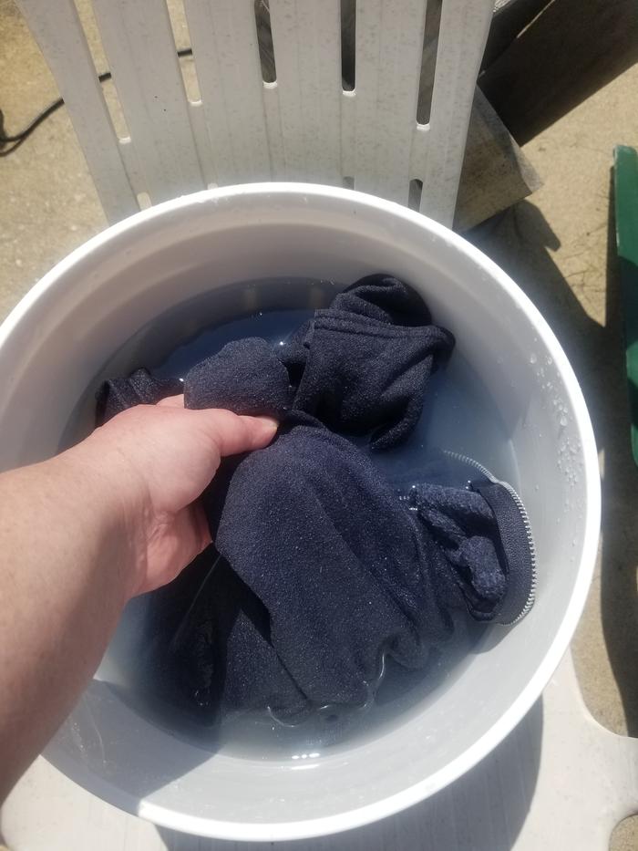 washing a sweatshirt 