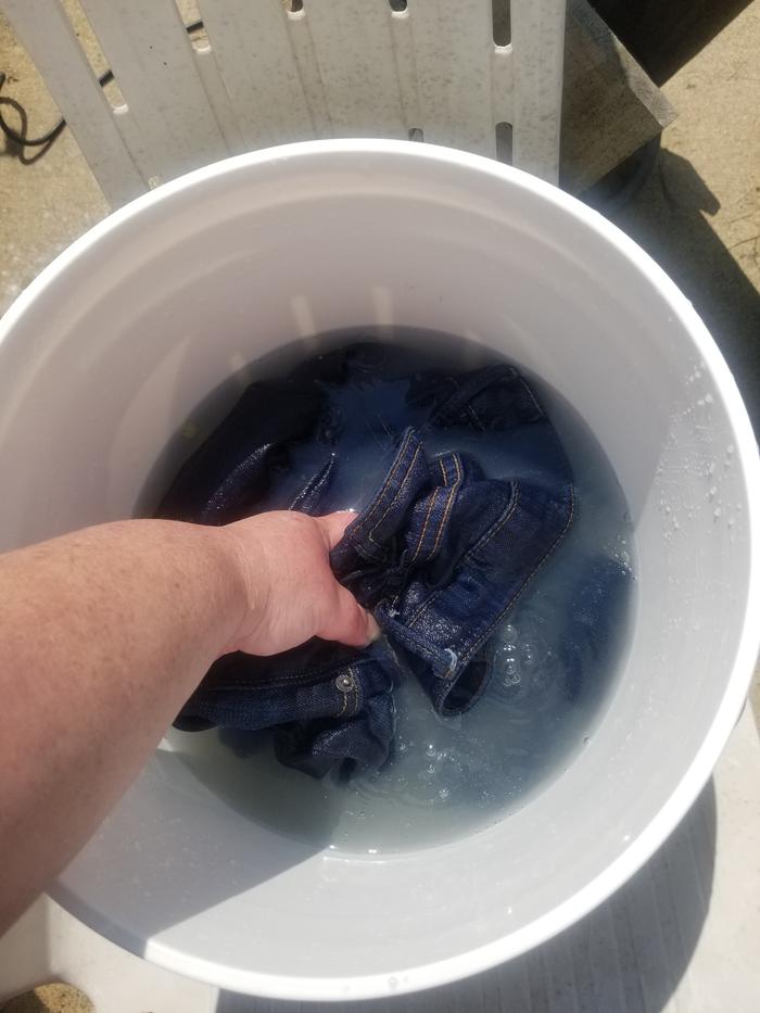 washing a pair of jeans