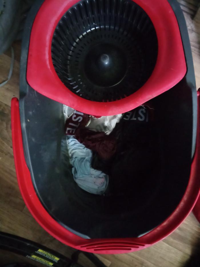 In the wash bucket 