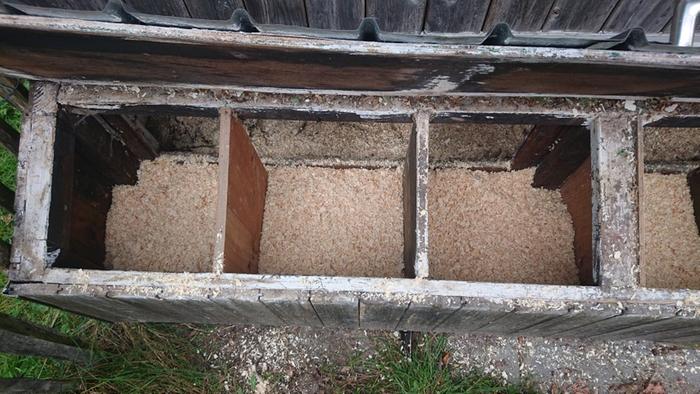 3 freshly filled nesting boxes