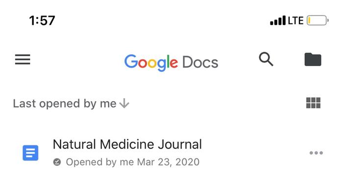 Google doc Natural Medicine Journal