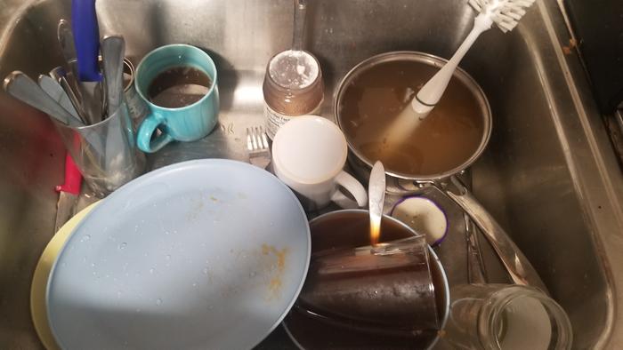 Everything in my sink. this is...maybe 30% of the dirty dishes, everything else was scattered around the house/kitchen