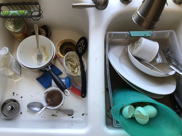 dirty dishes in sink