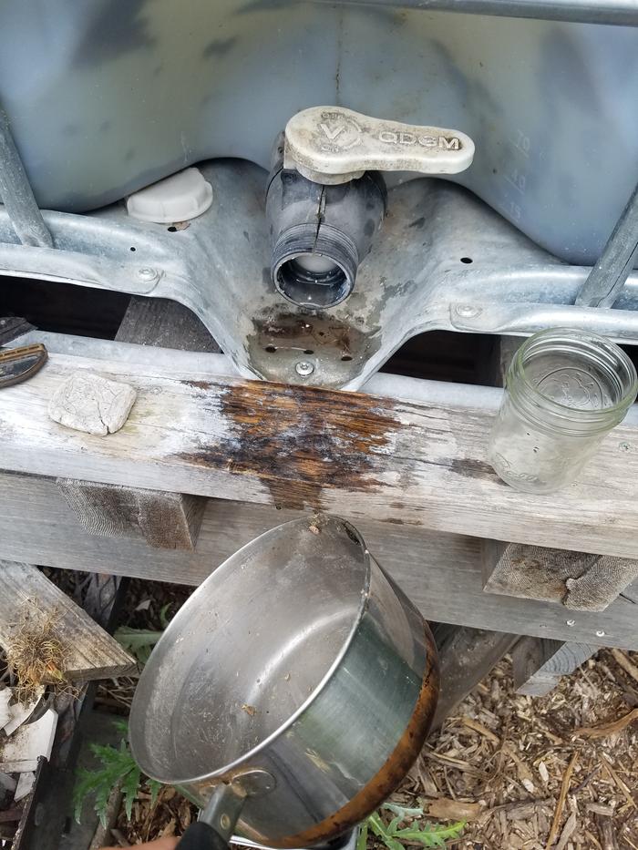 The prewash with collected rainwater 