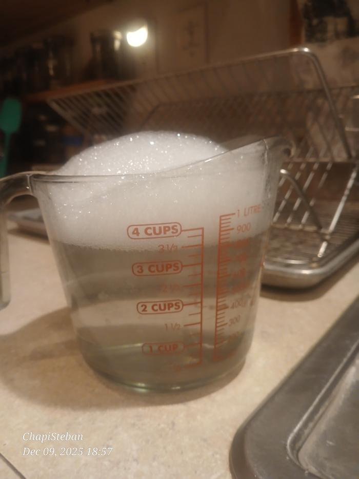 Just shy of four cups of soapy water to be used 