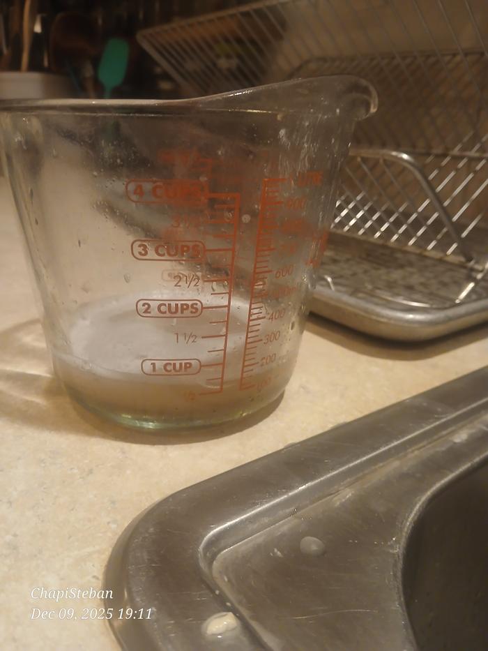 Remaining soapy water 