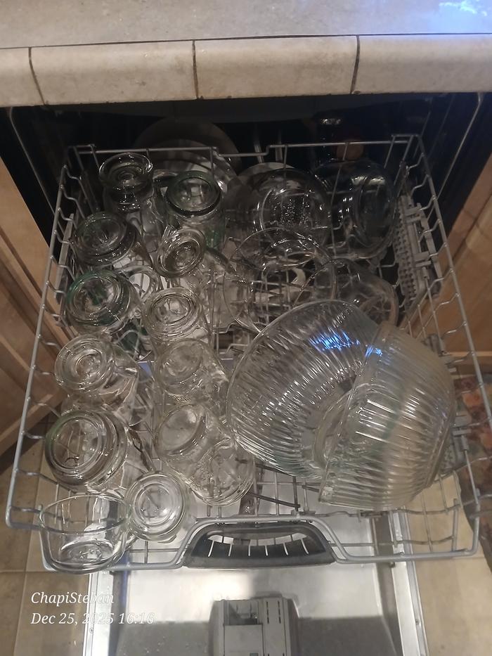 Lightly rinsed and staged to dry 