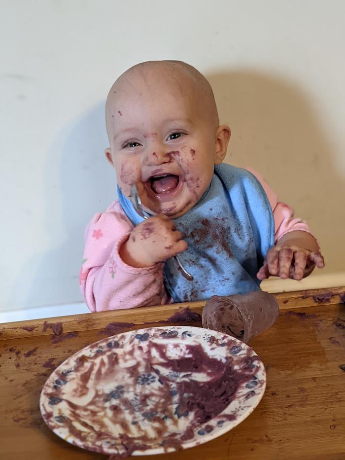 Can I show her off, too? The reason for handprints and food splatters that I cleaned