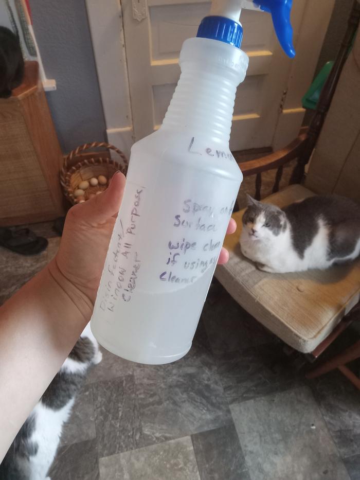 The cleaner I use, Its vinegar, lemon extract and a bit of alcohol. 