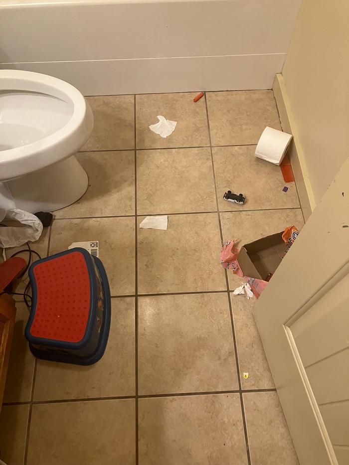 Floor before. Not able to picture it, but it felt crunchy under my feet 🤢