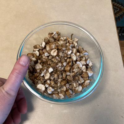 8 ounces cleaned and chopped dandelion root