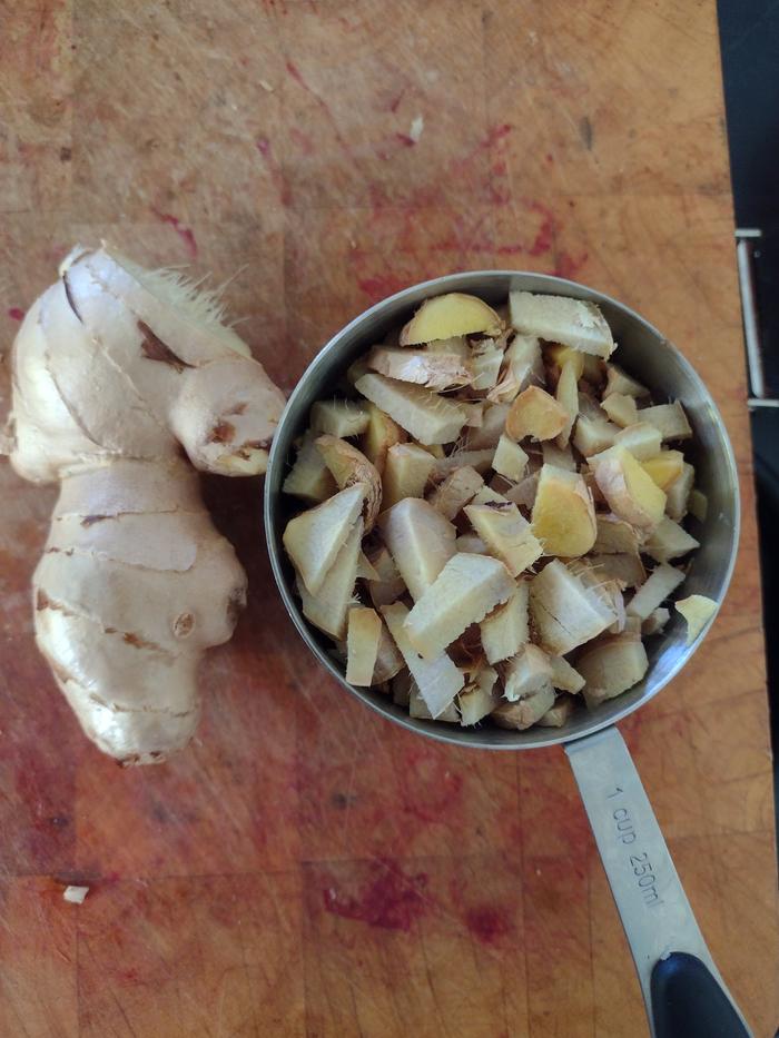 1 cup chopped ginger and remaining root