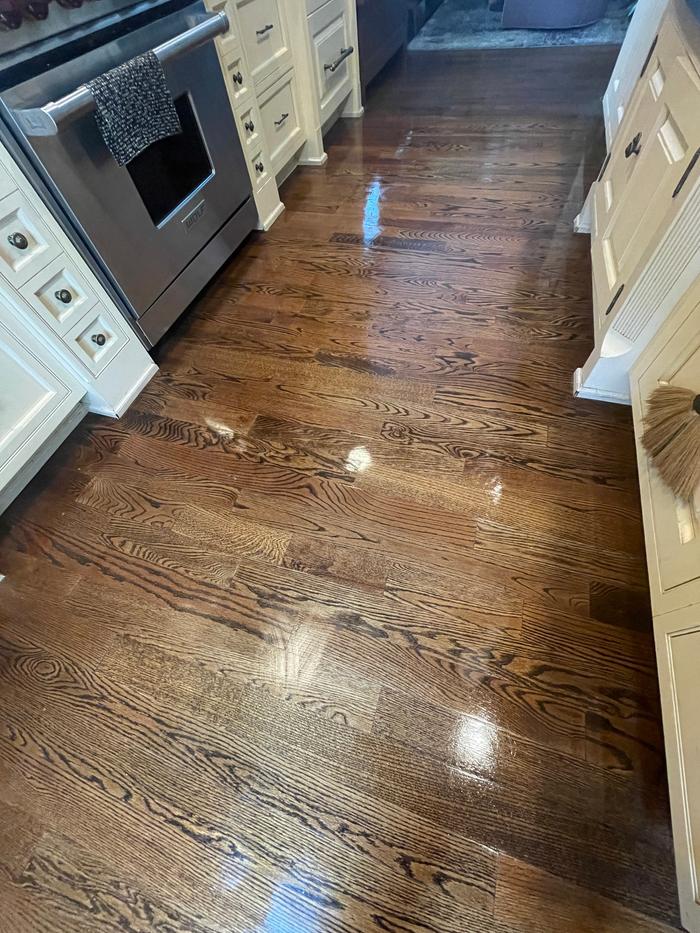 Kitchen floor after sweeping and washing