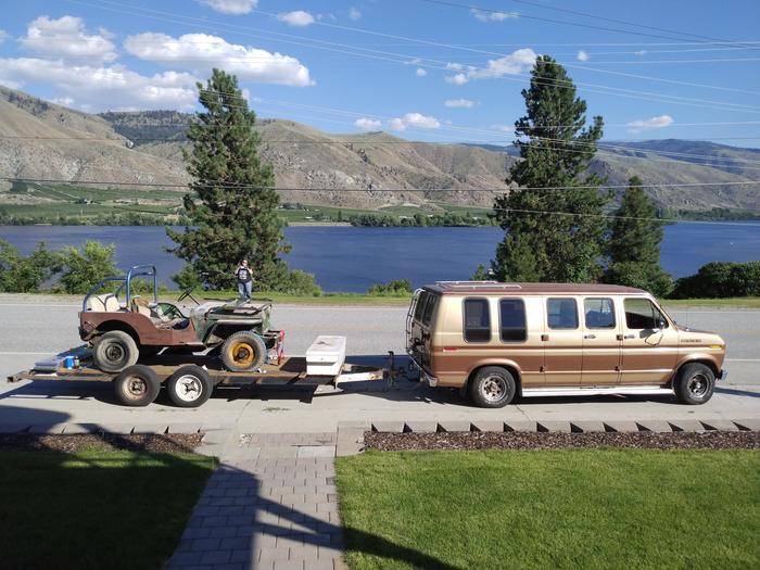 side-by-side being hauled on trailer