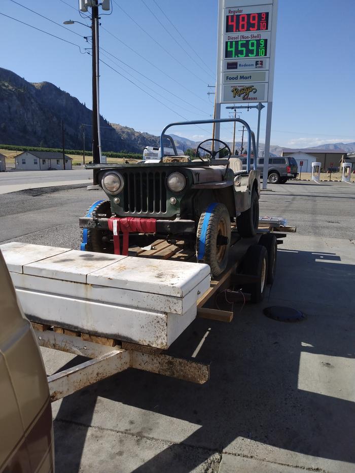 jeep being hauled on trailer