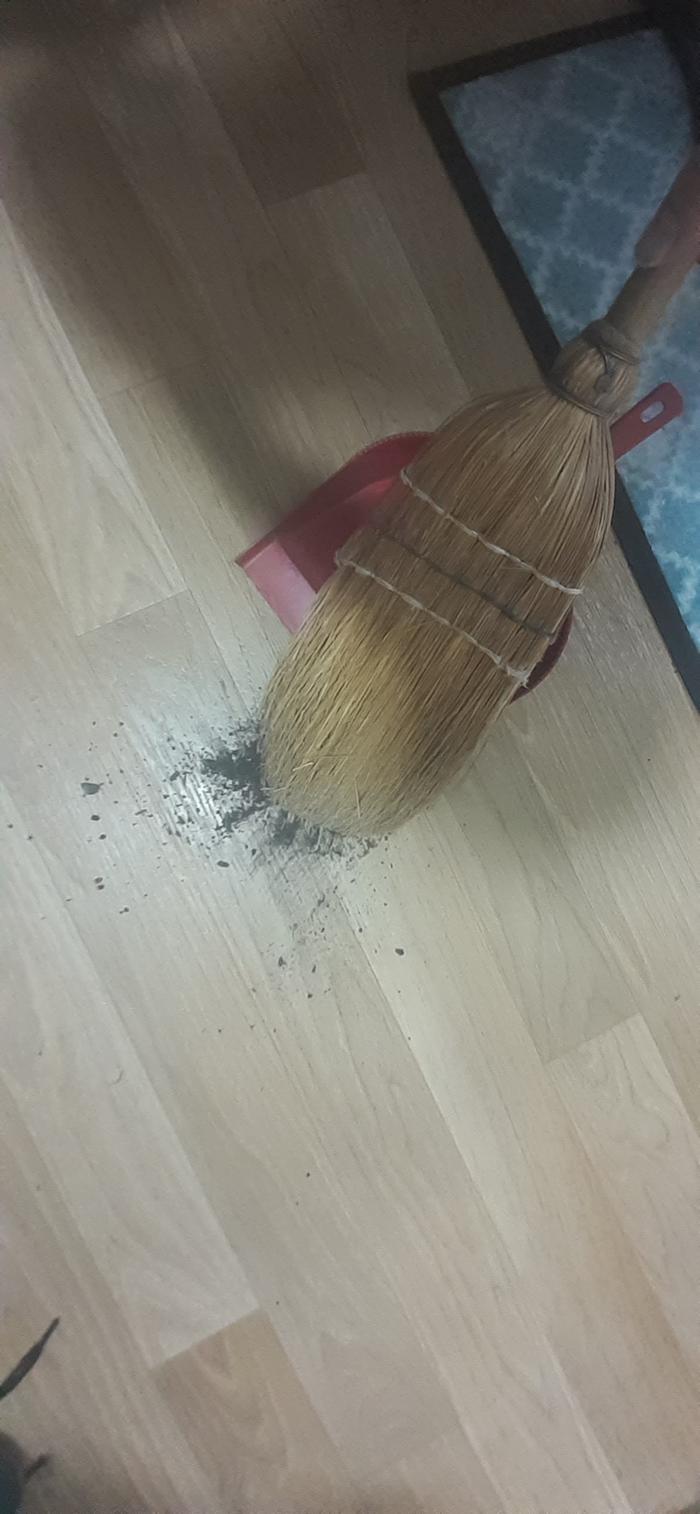  - an action shot of you sweeping the floor