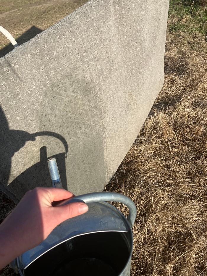 Water rinse of treated spot