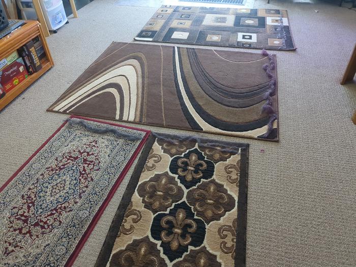 Scraping the rugs.