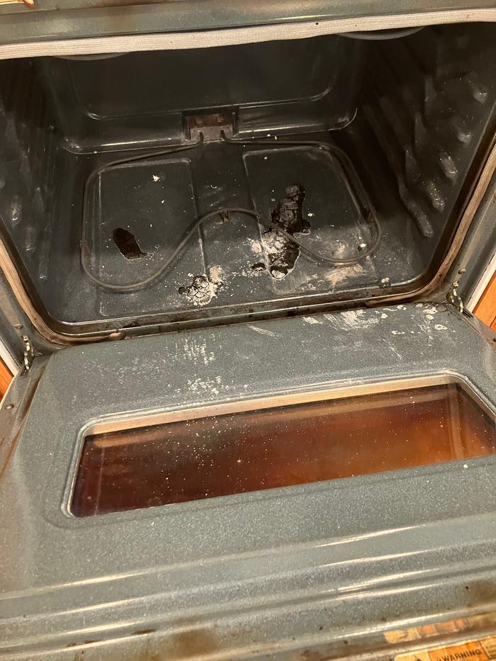 Oven is finished and cooled. Time to wipe it clean.