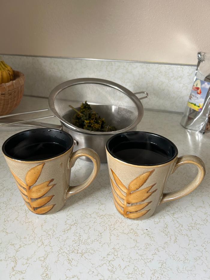 Two mugs of dandelion tea