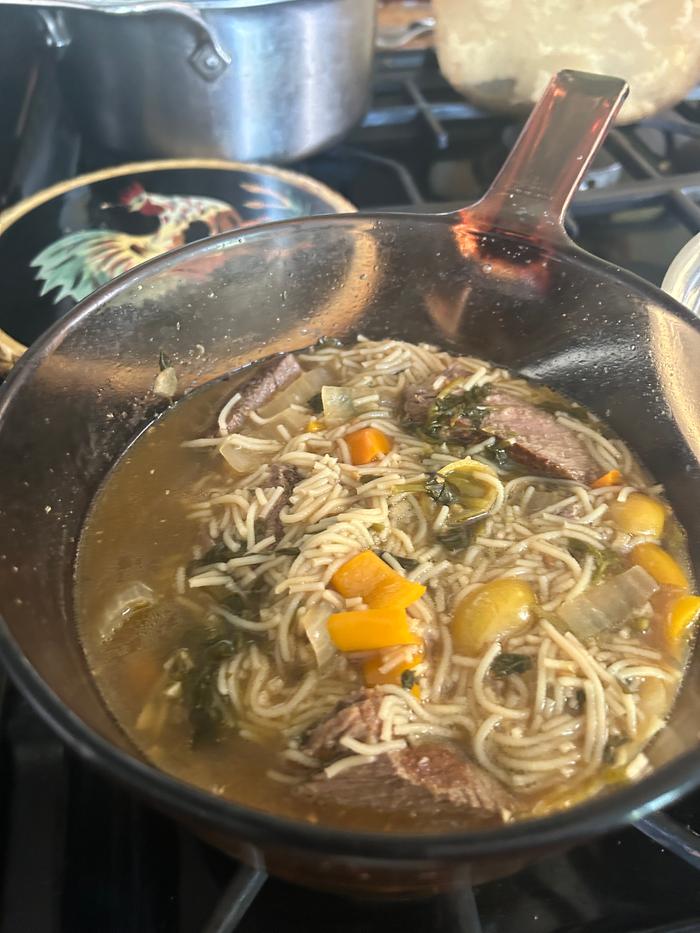 Asian noodle soup with watercress 