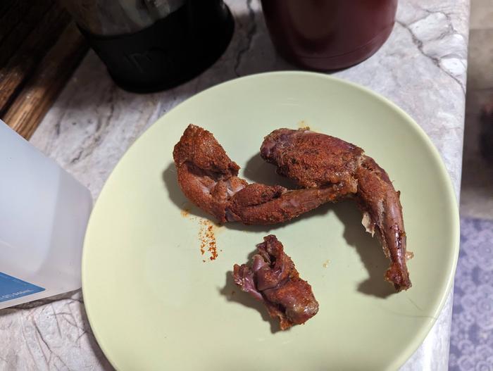 My plate of squirrel roast- what's left after my husband got it.