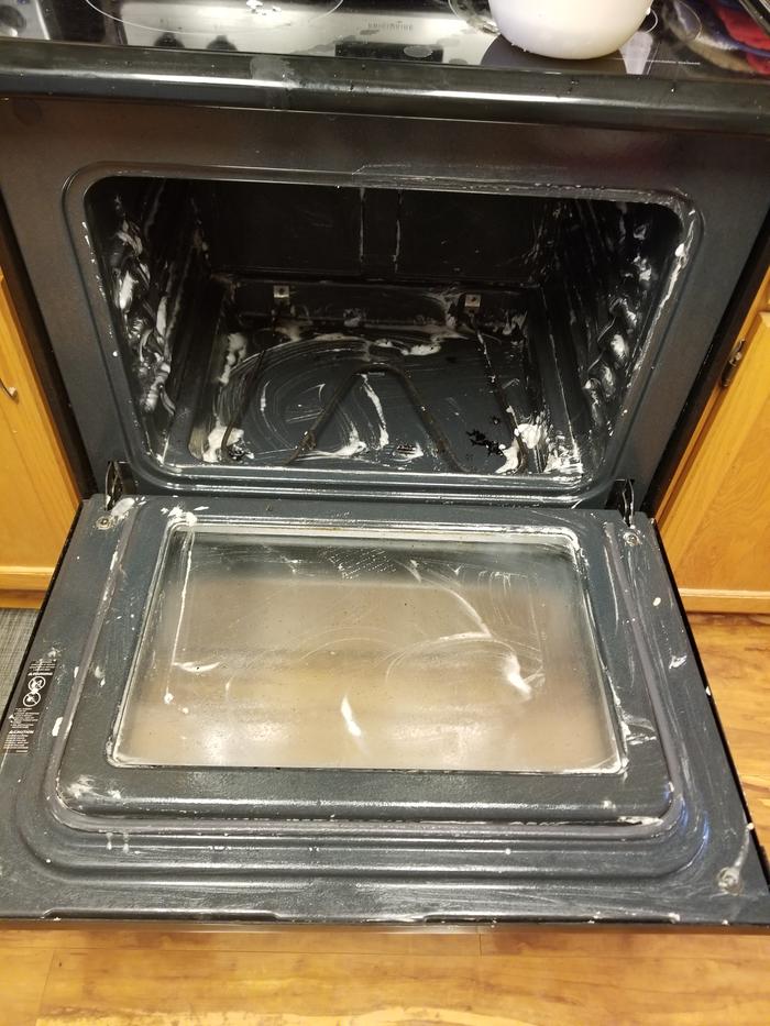 Oven with baking soda paste