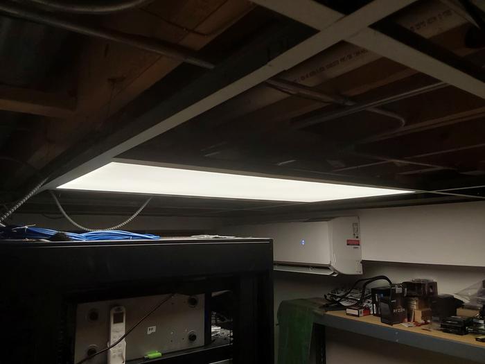 The new LED flat panel lighting in the server room. 