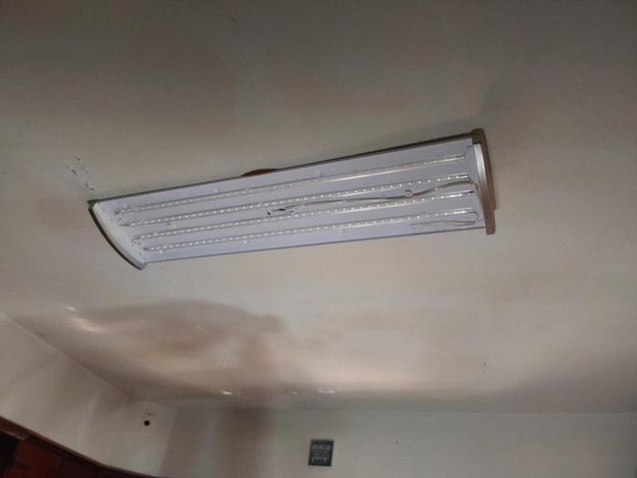 It's up on the ceiling and wired up