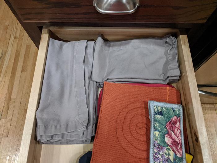 Clean napkins in their drawer