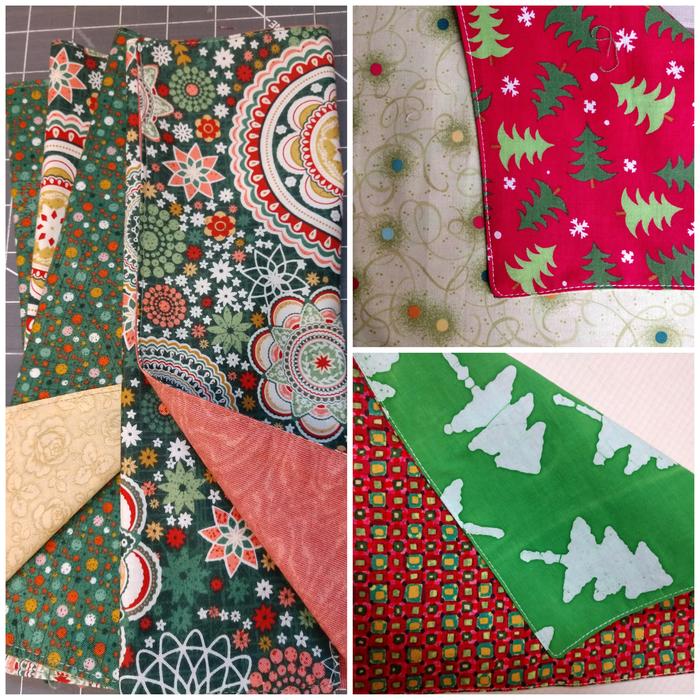 6 of the new double sided napkins. New Year on the left, Christmasy on the right