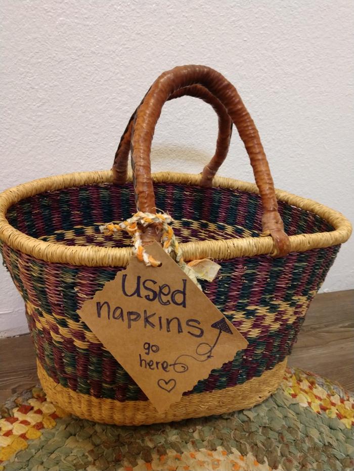 Aspirational "used napkin" basket for when we can host gatherings