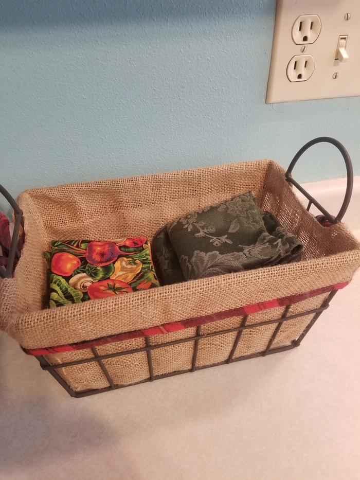 clean napkin basket on counter in kitchen